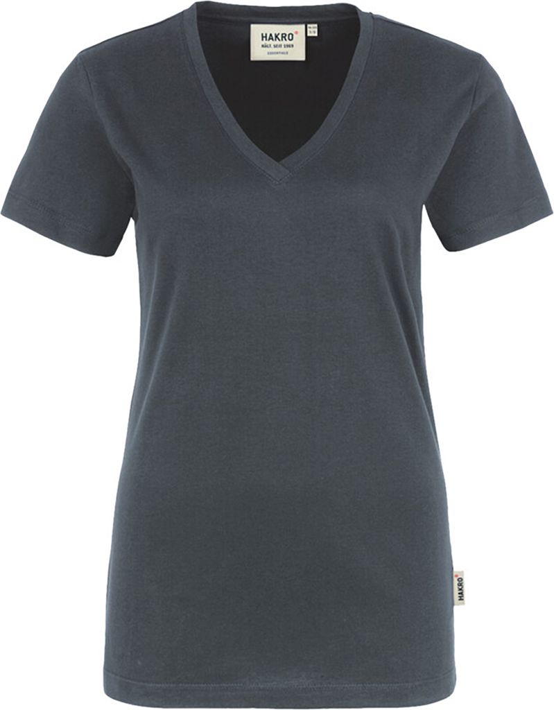 HAKRO Damen V-Shirt Classic 126, anthrazit, L