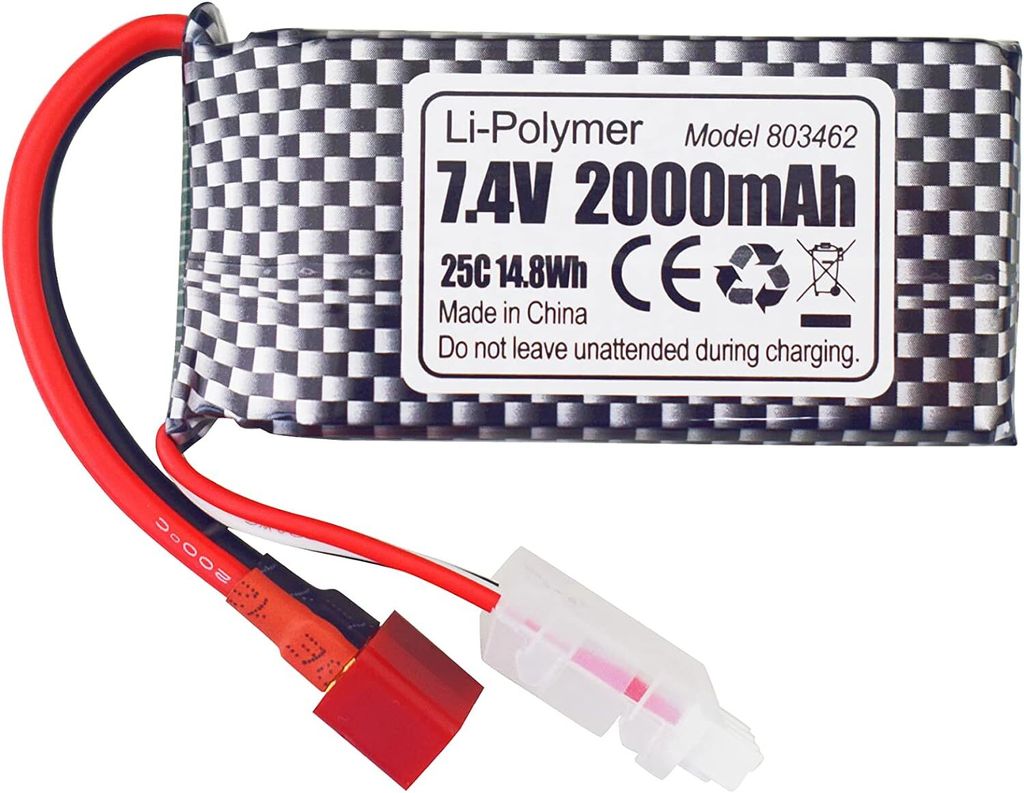 Radiolink Batterie LiPo Gensace 7,4 V 2S 15 C 600 mAh JST 2 Broches avec 1 pièce CM210 pour Avion RC A560/SU27/D460/RC4GS V3/RC6GS V3/AT10II/AT9S Pro/ T8FB/T12D/T16D RC Radio Controller