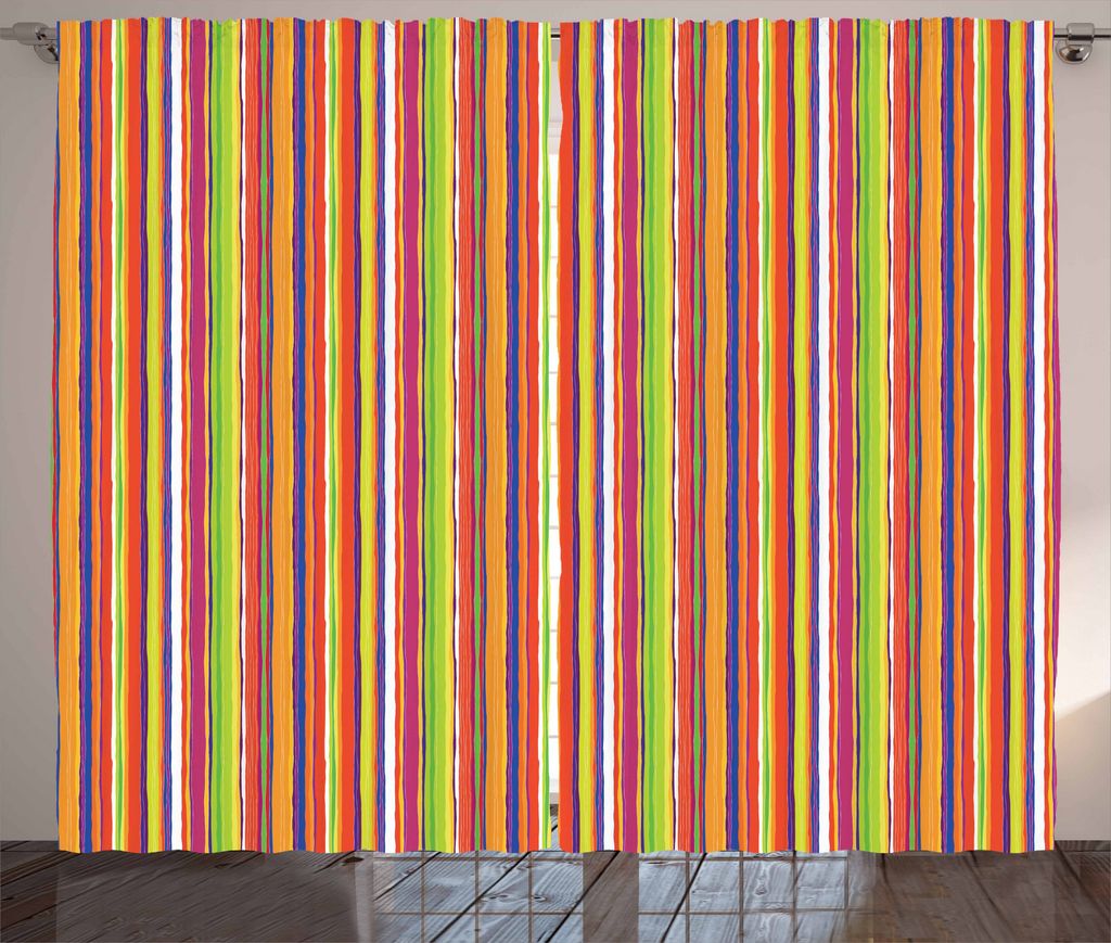 ABAKUHAUS Streifen Rustikaler Gardine, Barcode Artlinien, Schlafzimmer Kräuselband Vorhang mit Schlaufen und Haken, 280 x 175 cm, Mehrfarbig