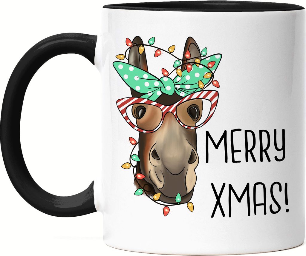Merry Xmas Tasse Schwarz Weihnachten Merry Christmas Frohe Weihnachten Weihnachtszeit Heilig Abend