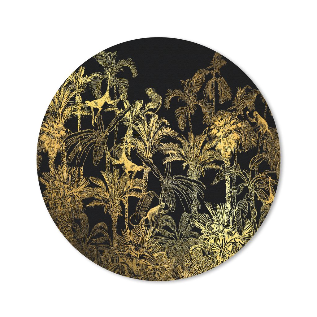 MuchoWow Mauspad Mousepad Dschungel - Gold - Schwarz 50x50 cm - Mousepads - Maus Mat - Pad - Mausunterlage - Vinyl
