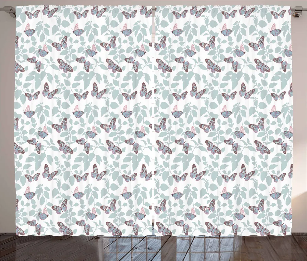 Tenda Elegante ABAKUHAUS 280x175 cm Stampa Farfalle Effetto Seta