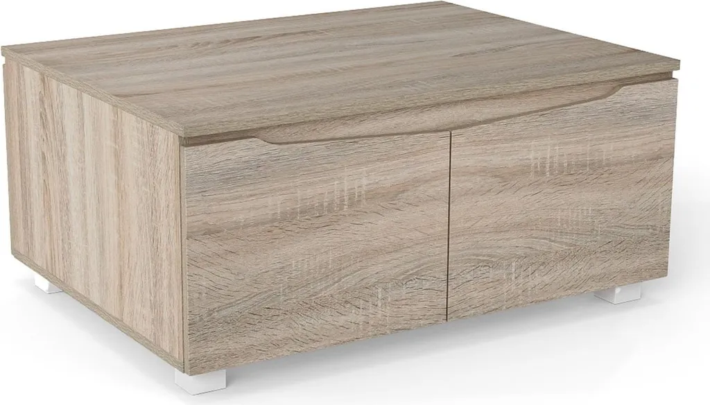 Table basse anti-bruit pour ranger le salon en chêne véritable