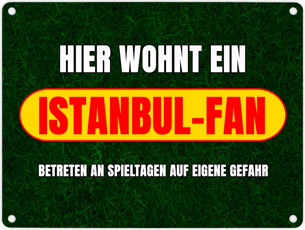 Hier wohnt ein Istanbul-Fan Metallschild in 15x20 cm mit Rasenmotiv