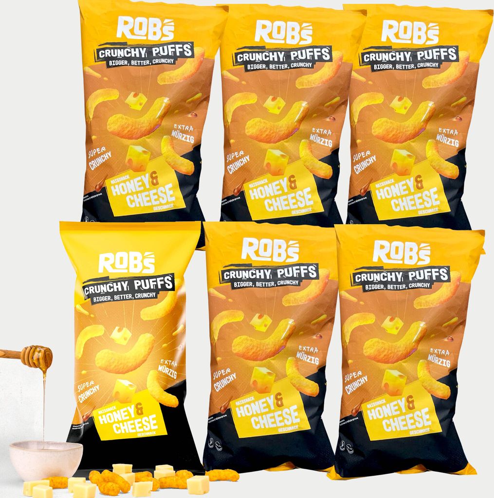 6x kukuřičné chipsy s medem a sýrem  Crunchy Puffs - Robs Obrázek produktu 