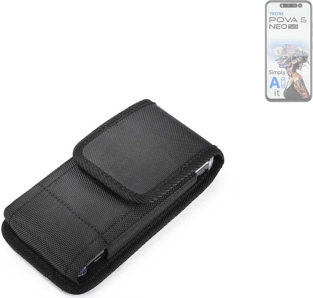 Holster Gürteltasche kompatibel mit Tecno Pova 6 Neo 5G Holster Gürtel Tasche wasserabweisend Handy Hülle Schutz Hülle Outdoor schwarz K-S-Trade