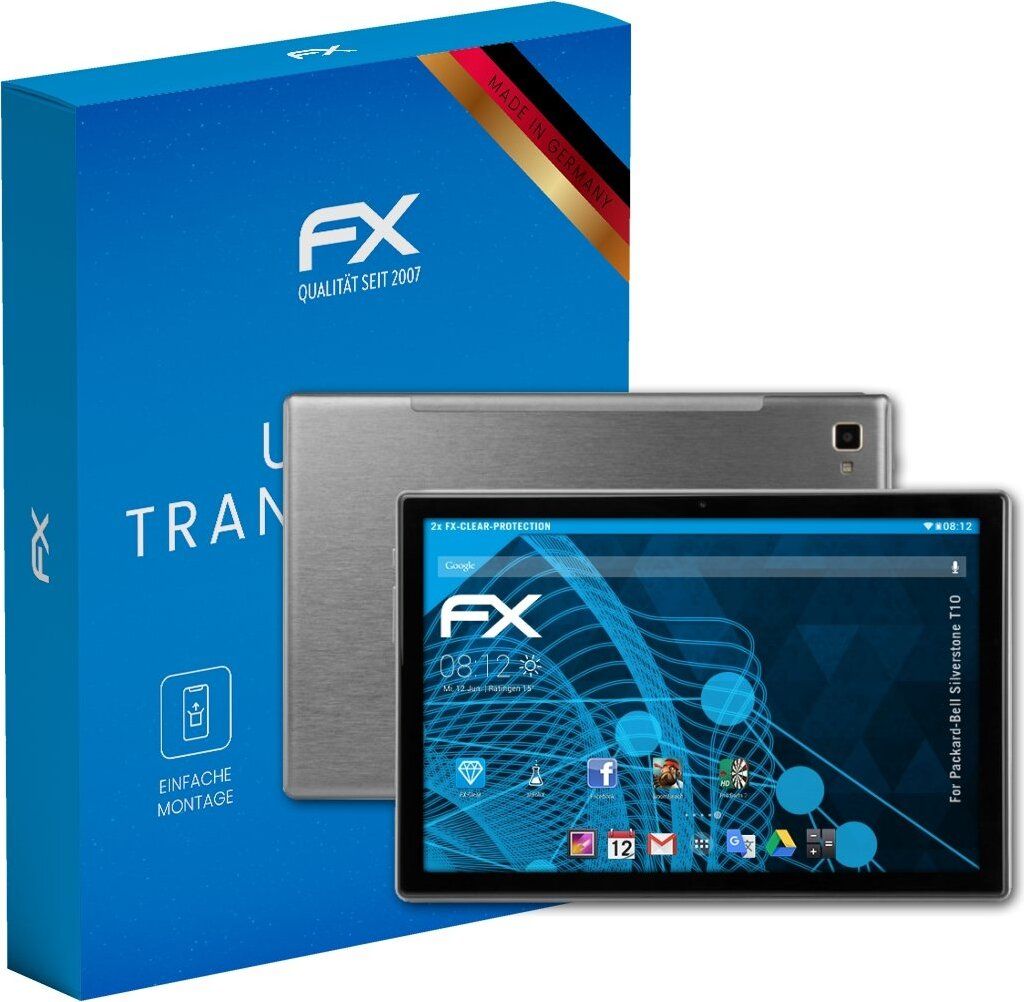 atFoliX FX-Clear 2x Schutzfolie kompatibel mit Packard-Bell Silverstone T10 Displayschutzfolie