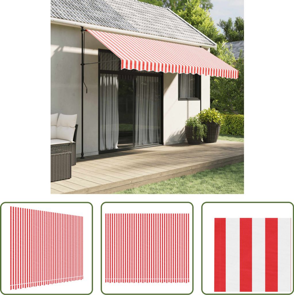 The Living Store Markisenbespannung Rot und Weiß Gestreift 4x3 m
