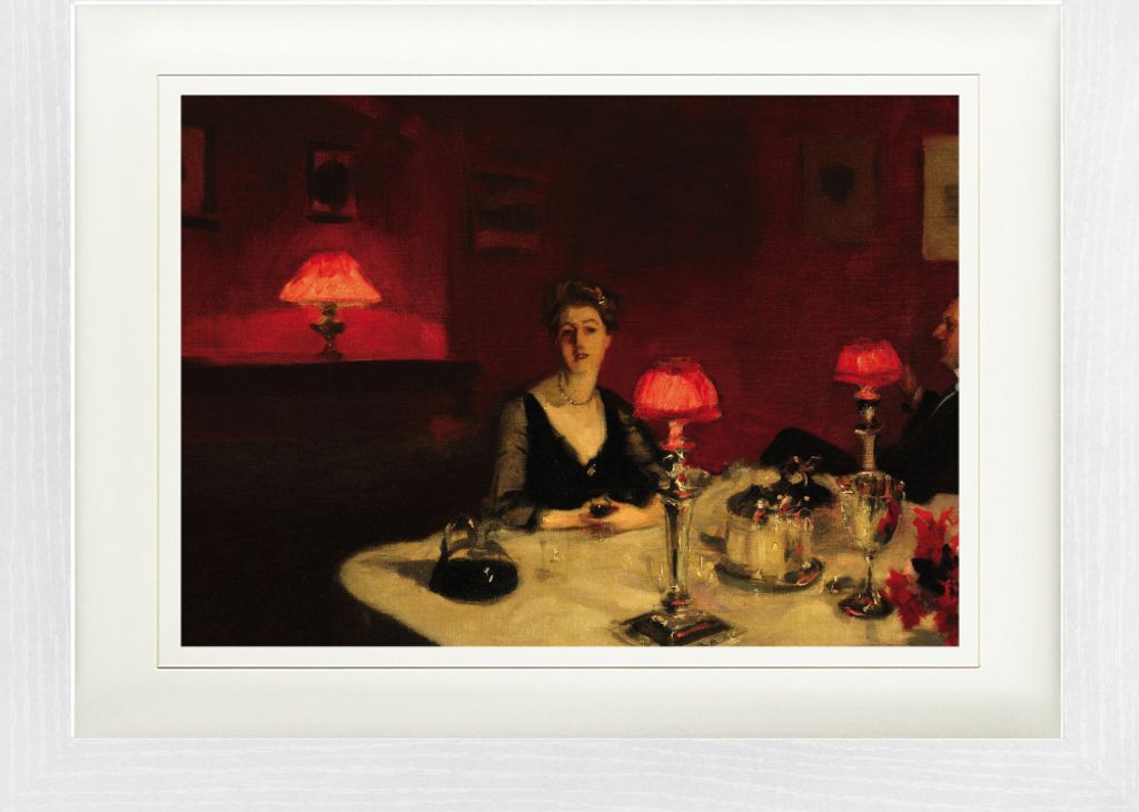 John Singer Sargent Gerahmtes Bild Mit Edlem Passepartout | Wand-Bilder | Im Bilderrahmen - Le Verre De Porto, A Dinner Table At Night, 1884 (30 x ...