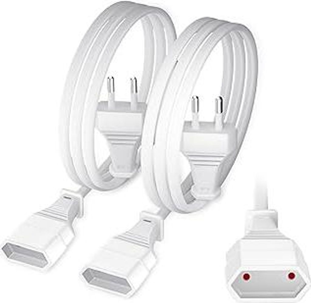 2er-Pack Verlängerung Netzkabel Verlängerungskabel Flachstecker Typ-C-Stecker Eurostecker auf Typ-C Euro Buchse TV PC Monitor Lampe Beamer Hausha...