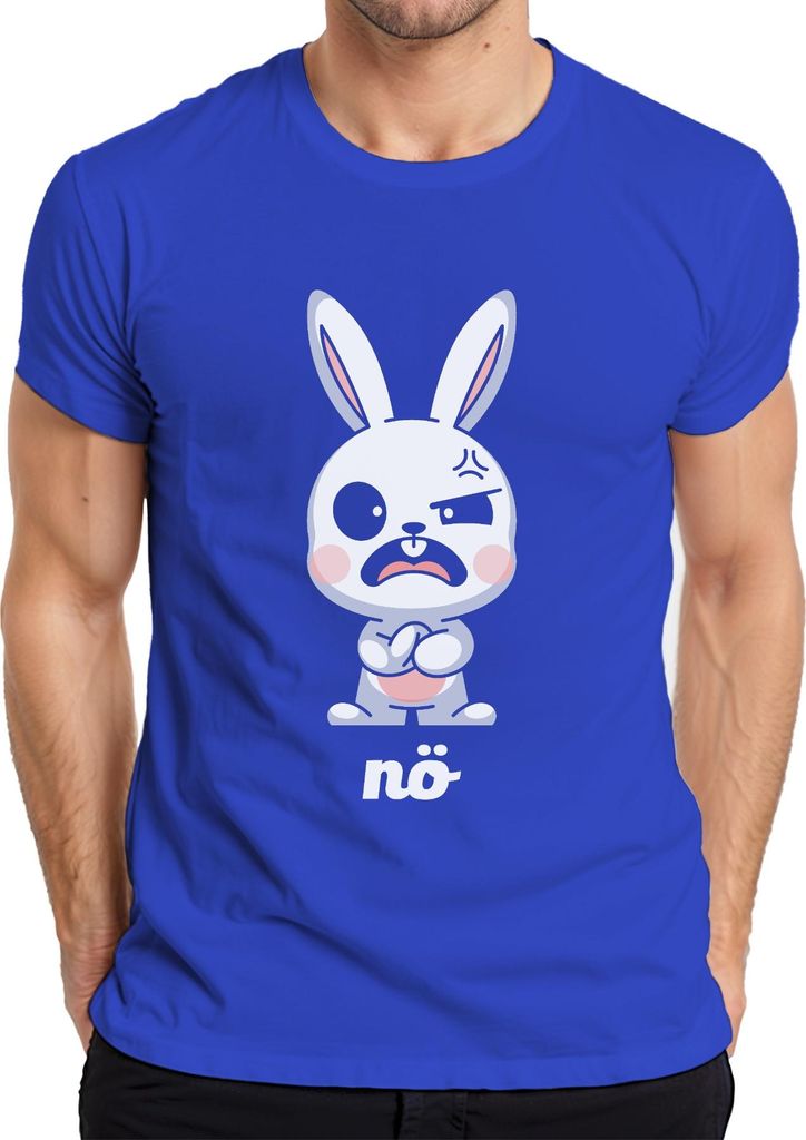 nö Hase süß böses Häschen niedliches Cartoon Geschenk Ostern Herren T-Shirt, Blau, S
