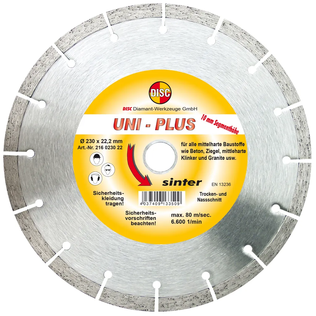 Disco Dia disco Uni Plus S10 per taglio a secco e a umido 230x22,2 mm