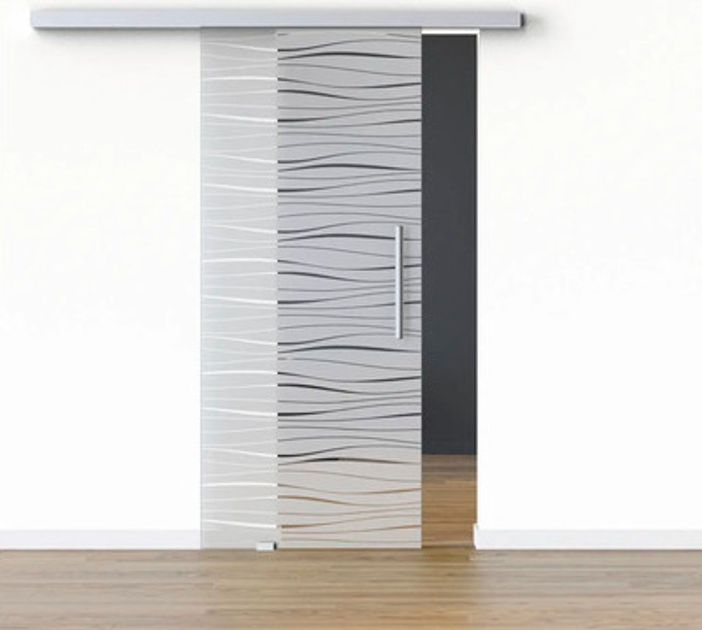 Pertura Glasschiebetür Komplettset Glera Tidal 02 775x2050 mm Links inkl.Beschlag Selir Aluminium natur,Stangengriff