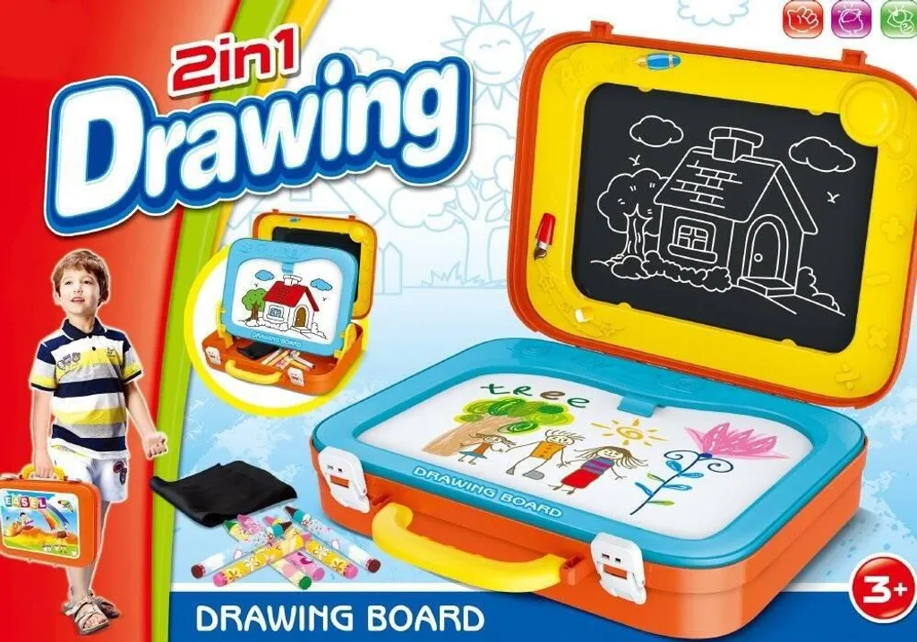 Mallette de dessin pliable avec accessoires : chevalet et craie - 8