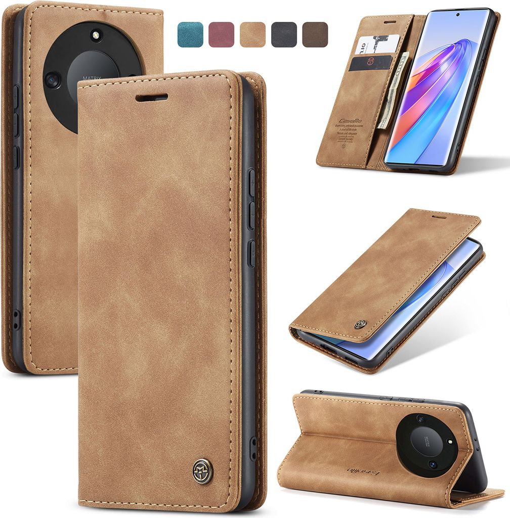 Honor X40 Hülle, Retro Kunstledertasche mit Standfunktion Schutzhülle für Honor X40 Braun