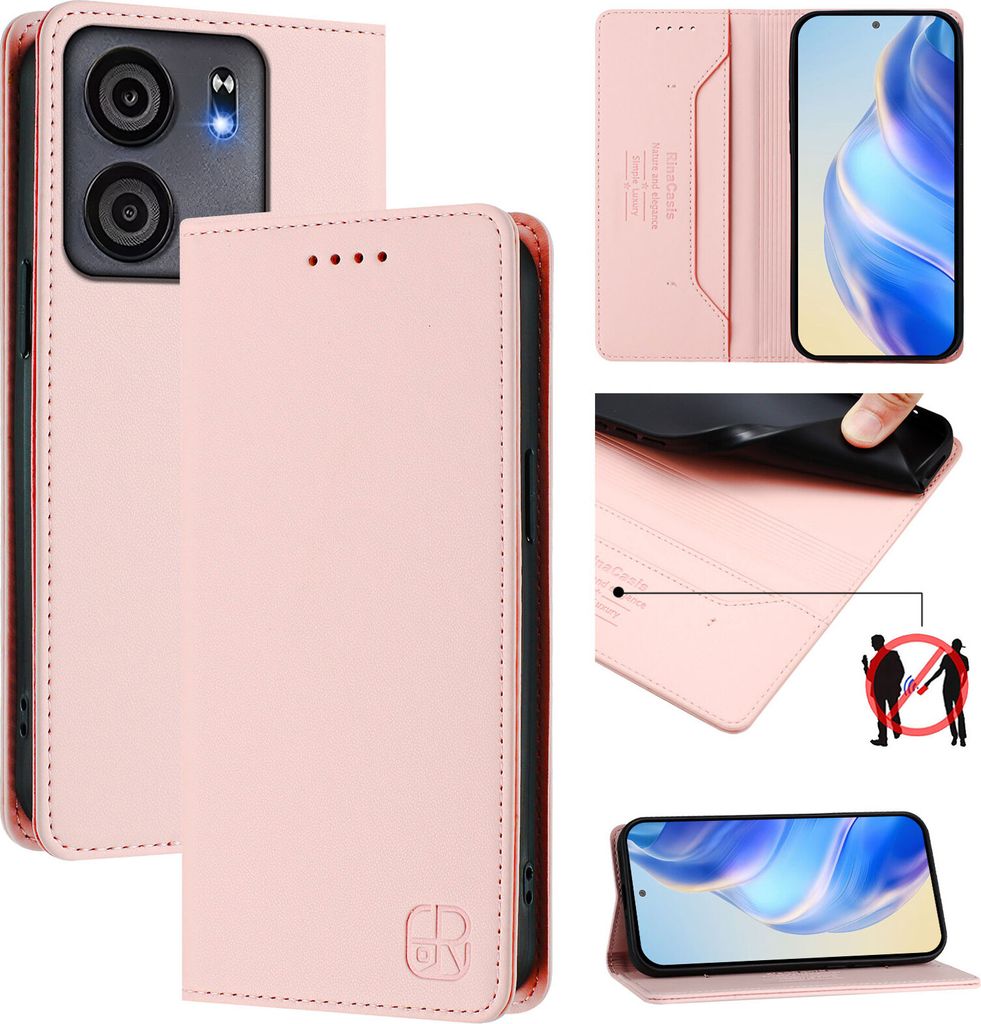Lederhülle für BLU View 5 Hülle Flip Brieftasche Kartenfächern Ständer Schutzhülle Pink