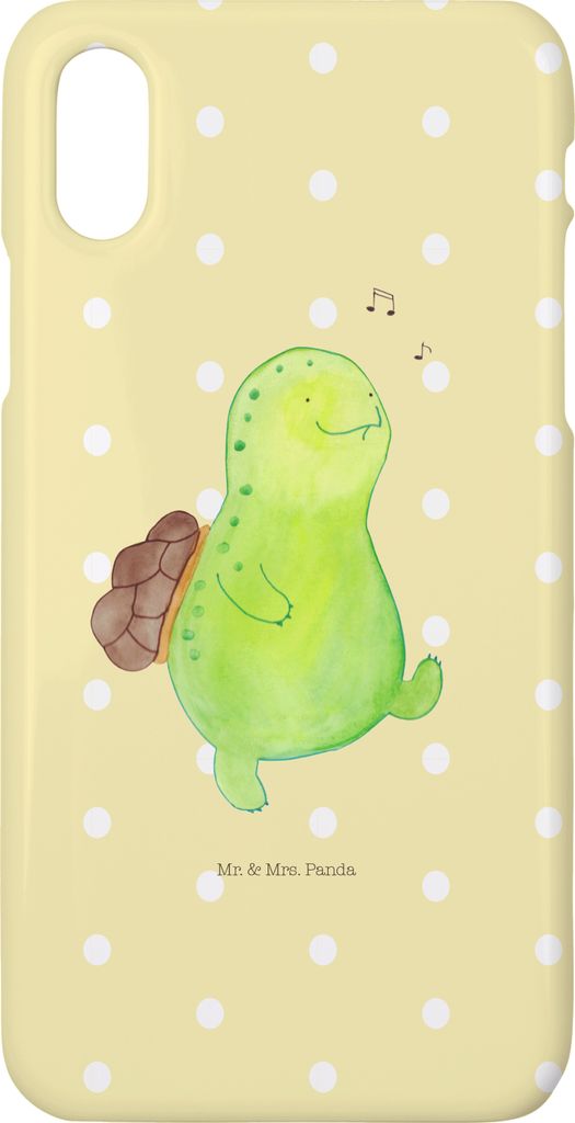 Mr. & Mrs. Panda Iphone 10 Handyhülle Schildkröte Pfeifen - Gelb Pastell - Geschenk, Schildkröten, Handycover, Glück, Cover, Depression, Handy, X