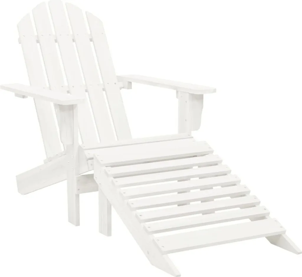 Poltrona da Giardino Legno Bianco Shabby Style con Poggiapiedi