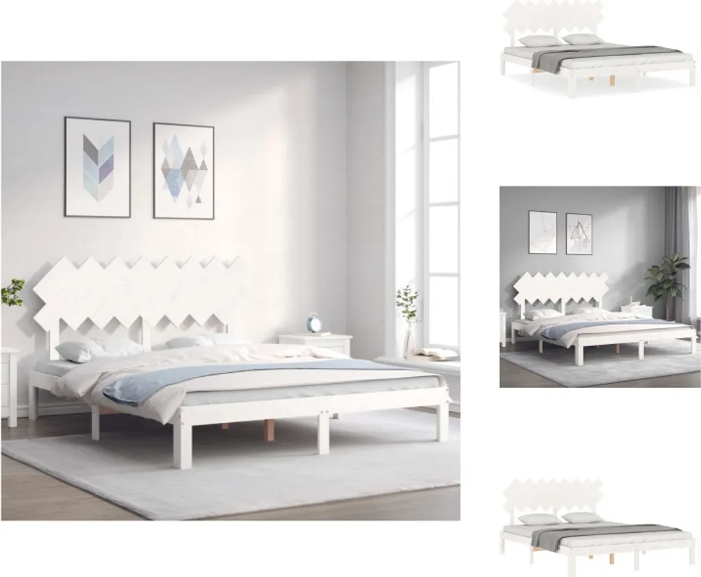 Lit adulte 160x200 cm blanc en bois massif pour chambre confortable