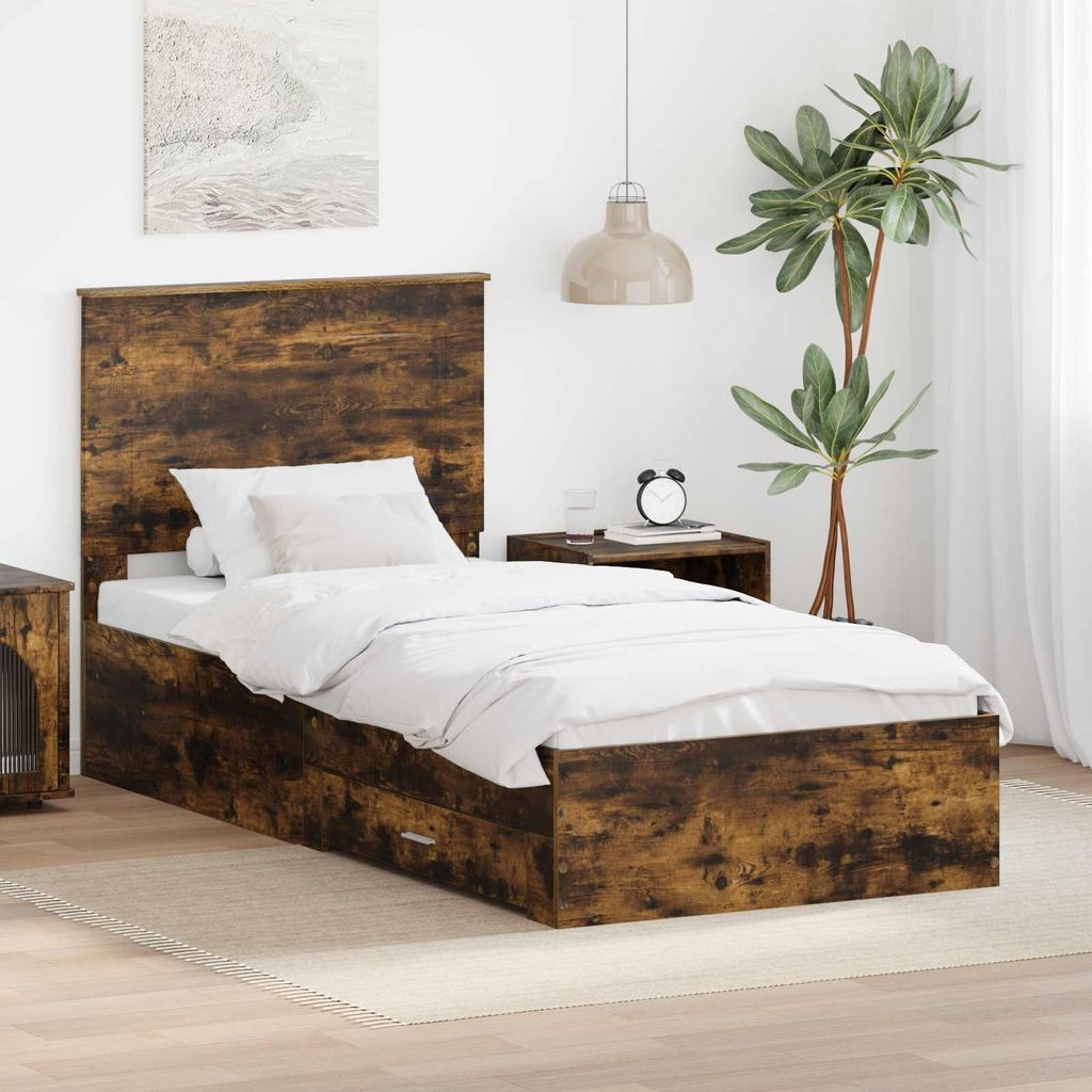 Maison Exclusive - Bettrahmen Geräucherte Eiche 100 x 200 cm Holzwerkstoff