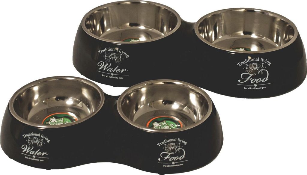 Hundenapf doppelt Kunststoff/RS Wasser/Futter 27 cm schwarz Fress- und Trinknäpfe-Hund - Gebr de boon