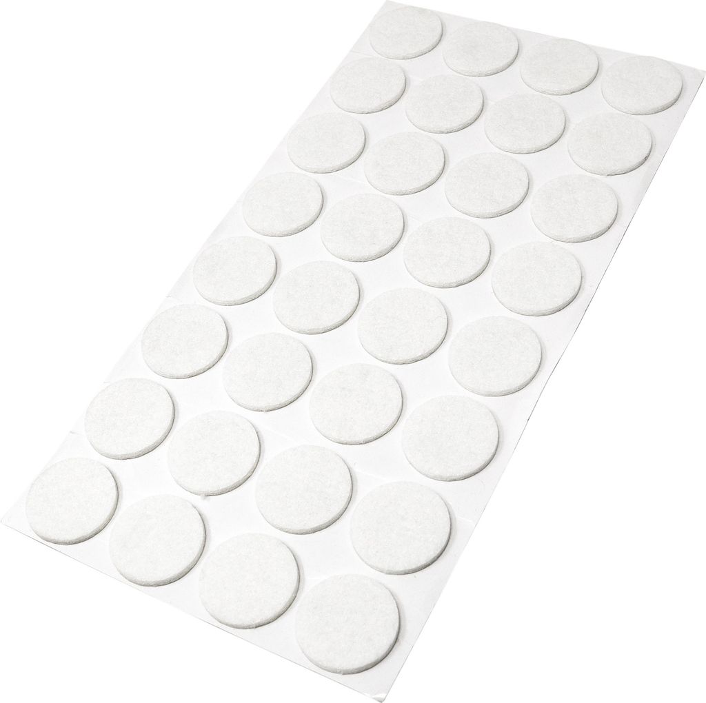 Adsamm | 32 x selbstklebende Filzgleiter / Weiß / Ø 26 mm / rund / Möbelgleiter aus Filz mit 3.5 mm Stärke