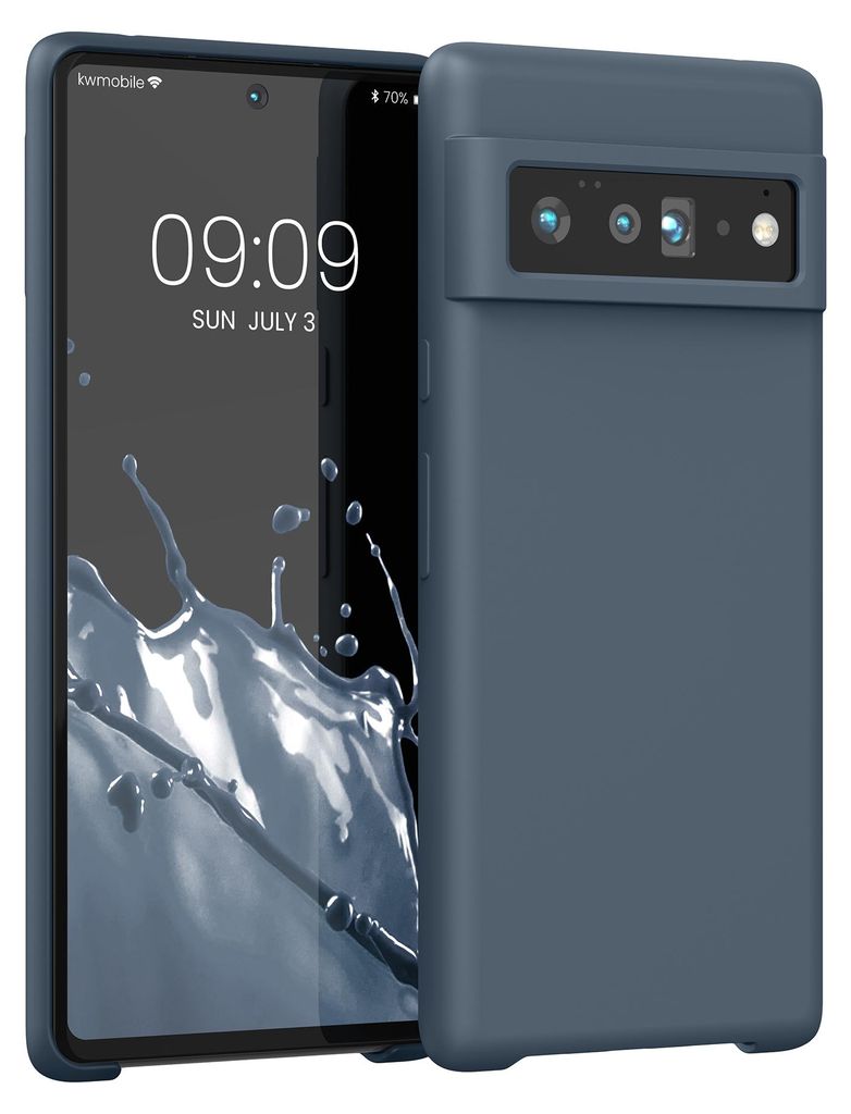 kwmobile Handyhülle für Google Pixel 6 Pro Hülle - Case Silikon - Kabelloses Laden - Schutzhülle Cover in Dunkler Schiefer