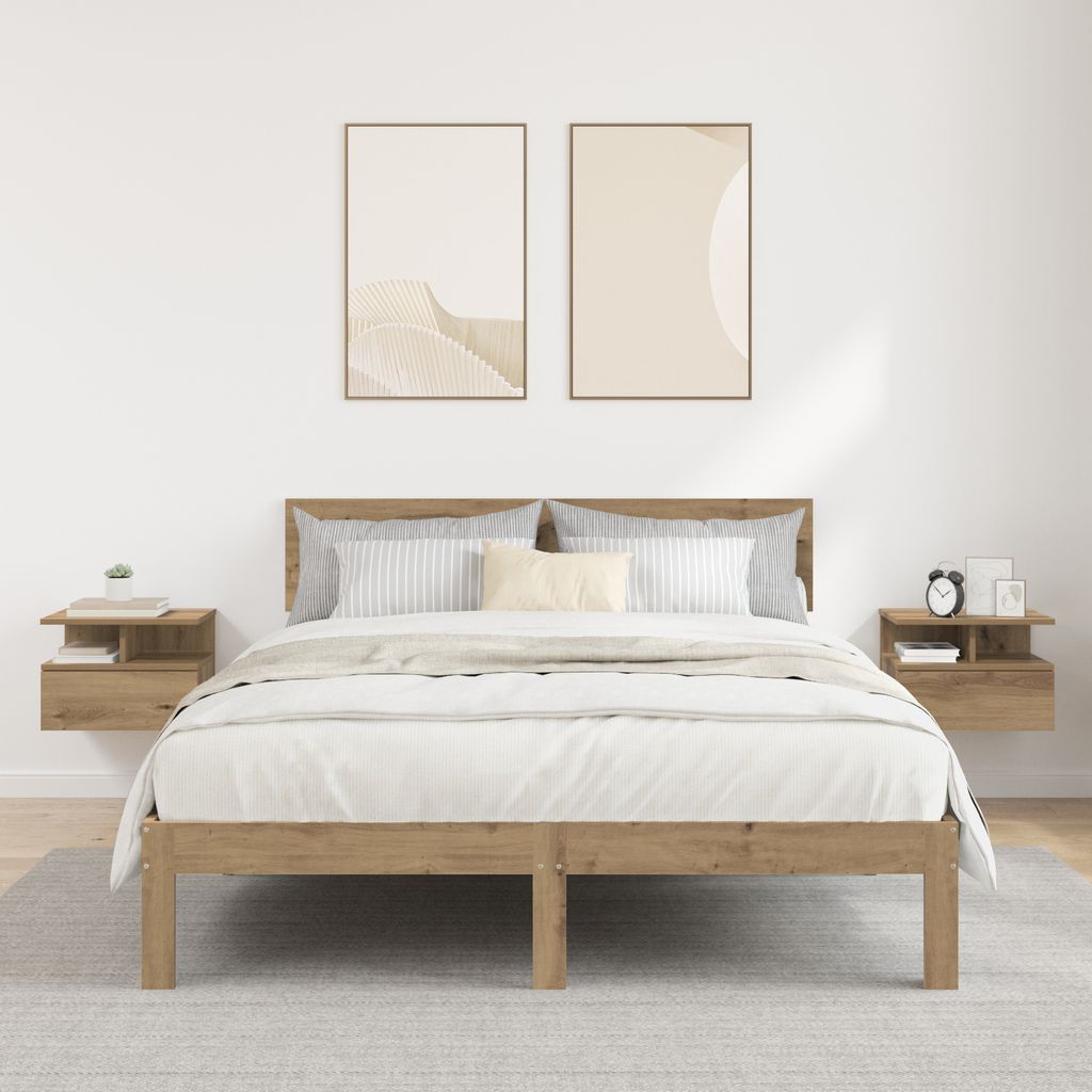 Desgin Schwebende Nachttische 2 Stück Artisan Eiche 40x31x27 cm Werkstoff Holz - Nachttische & -schränke 871755