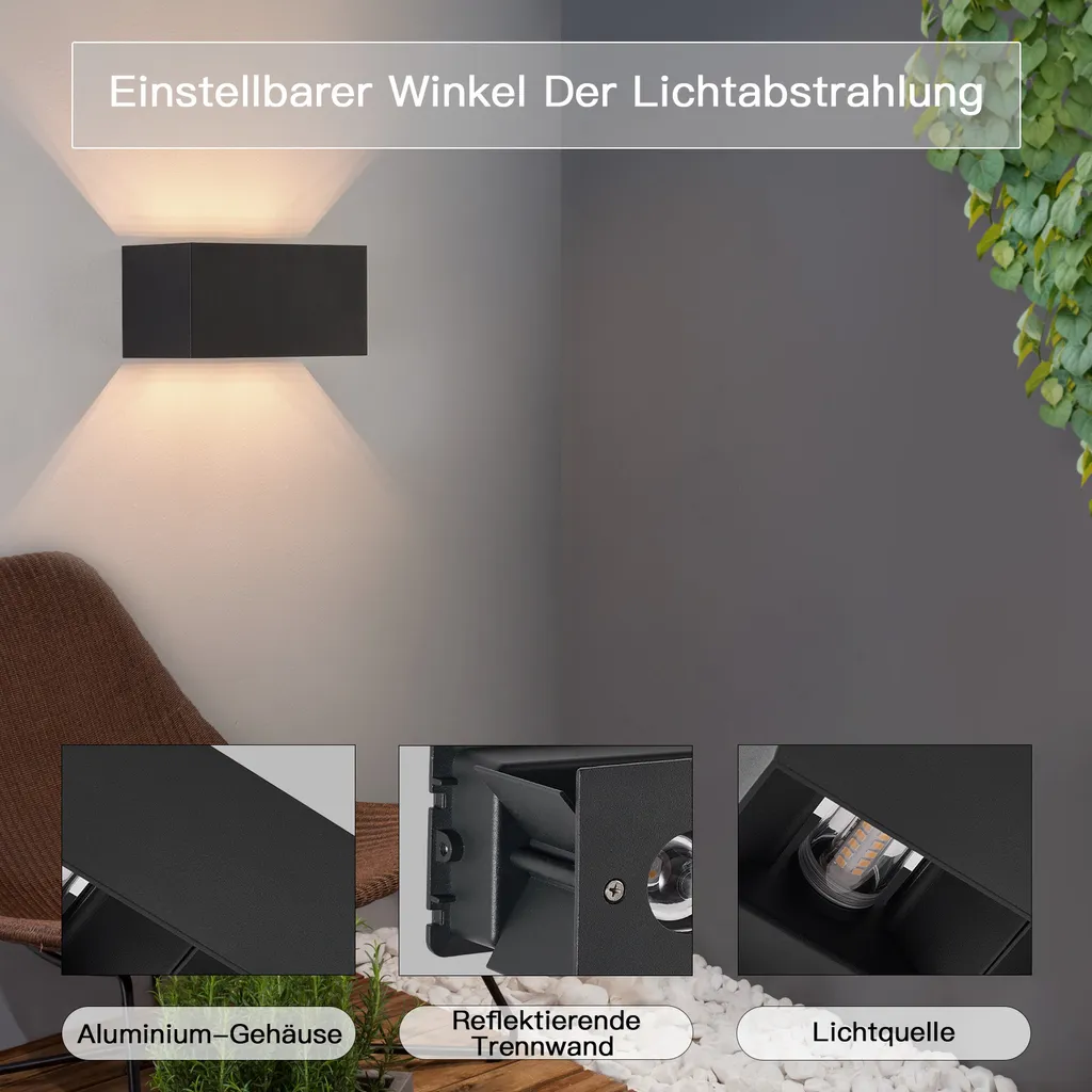Éclairage Mural Jardin et Terrasse LED IP65 Applique Noire Design G9 - 2