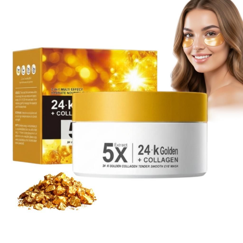 24k Gold Augenpads gegen Augenringe - 60 Stück Anti-Aging, Kollagen Feuchtigkeitsspendend gegen Schwellungen, feine Linien, Entfernung von Augenri...
