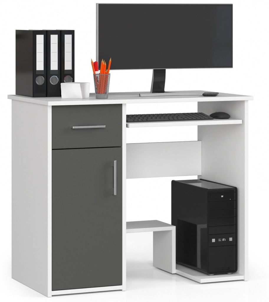 Schreibtisch 90cm mit Tastaturauszug 1 Schublade 1 Tür Computertisch Arbeitstisch