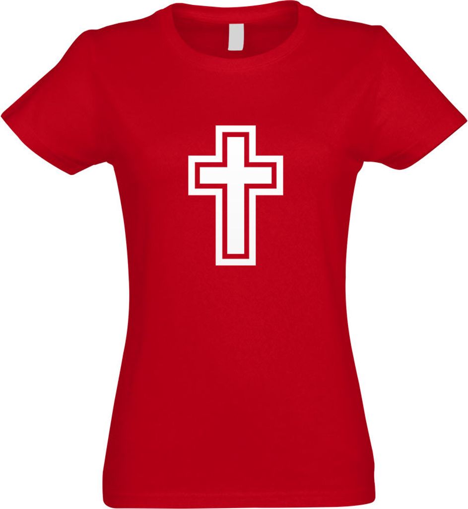 Kiwistar - T-Shirt tailliert - Damen - rot - Kirche Kreuz Gott - mit Motiv Bedruckt - Funshirt Design - Sport - Freizeit - Damen - M