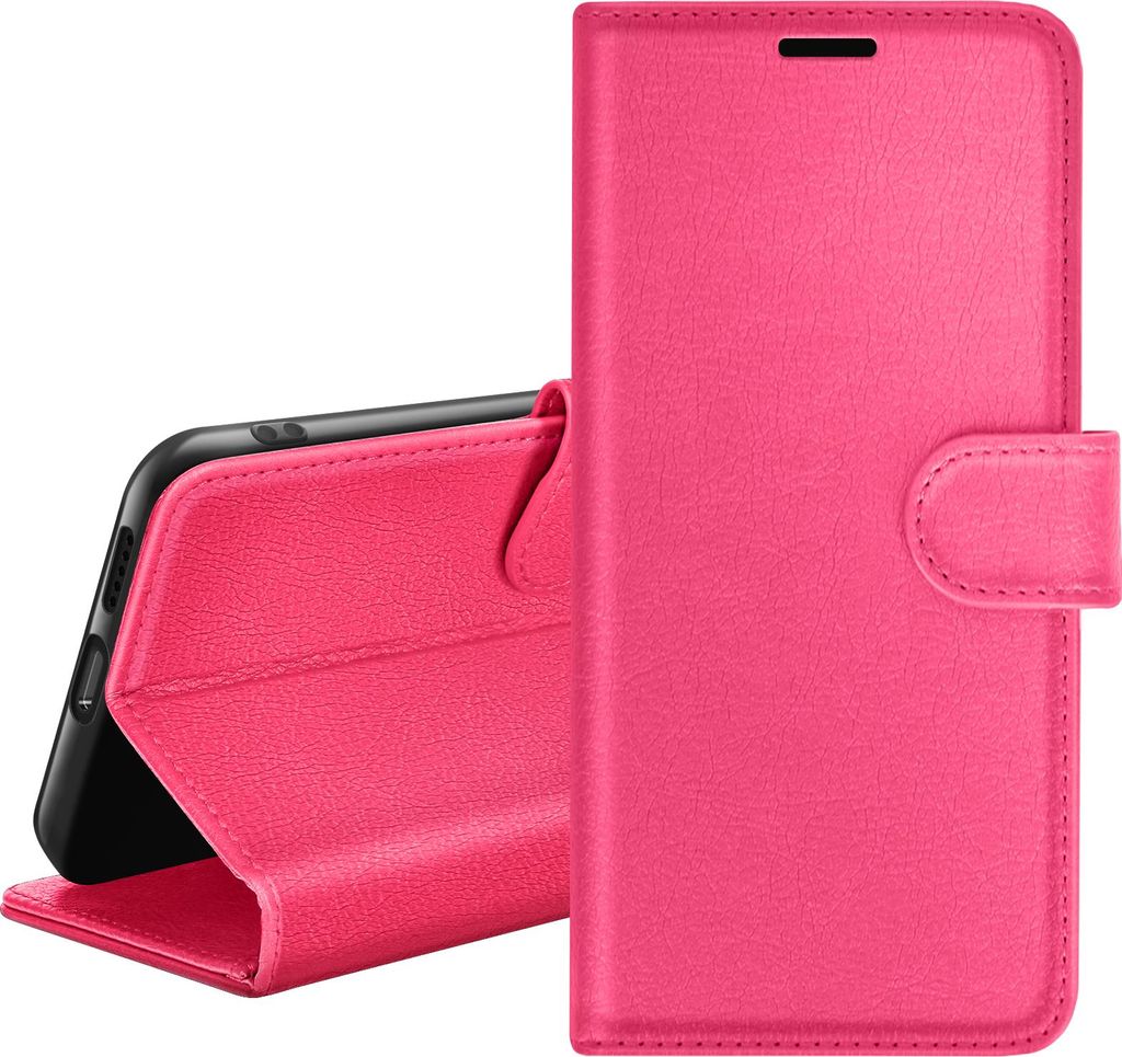Zanaé, Etui Xiaomi Redmi A1 / Redmi A2 mit Ständer und Magnetlasche, Fuchsienrot