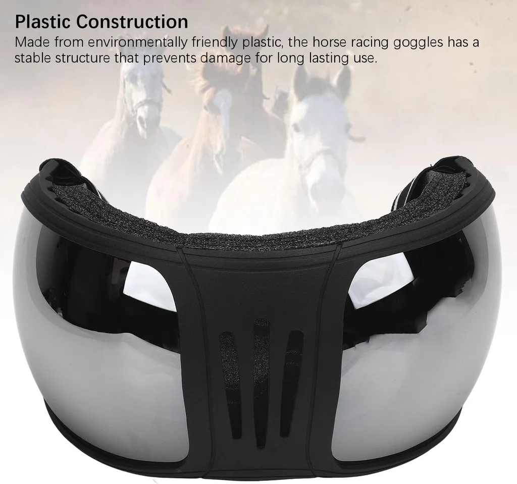 Lunettes de course hippique en plastique argenté anti-sable et vent