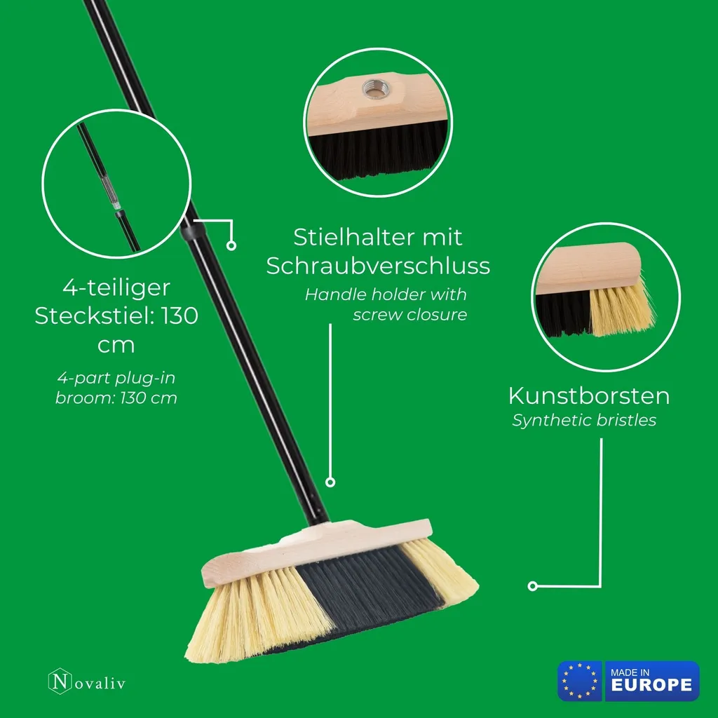 Novaliv Kit Pulizia Interni 4 Pezzi: Scopa Soft e Paletta in Zinco