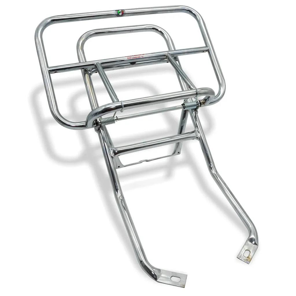 Porte-paquet arrière pliable argent chromé pour scooter Vespa Rallye