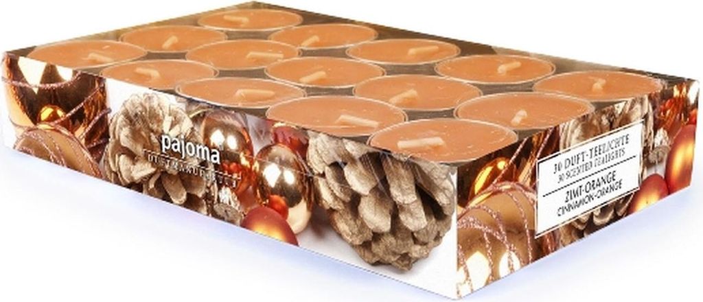 30er Pack Duft Teelichter ZIMT ORANGE orange D. 3,5cm Produktbild 
