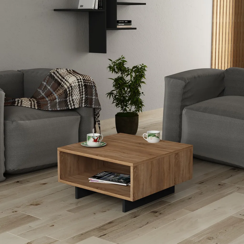 Table basse compacte et facile d'entretien chêne anthracite Skye Decor
