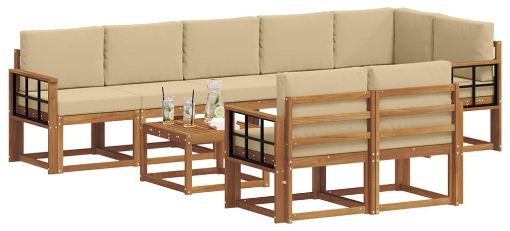 Best Möbel Outdoor-Sofagarnitur Moderne - HOMMIE - Gartenlounge Set/Outdoor Sofa - mit Kissen 9 pcs Natur und Beige - Gartensofas designMöbel53964