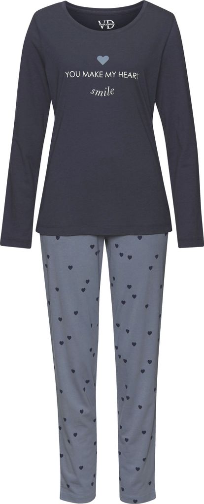 Vivance Dreams Pyjama 2 -teilig graublau gemustert Größe 32/34