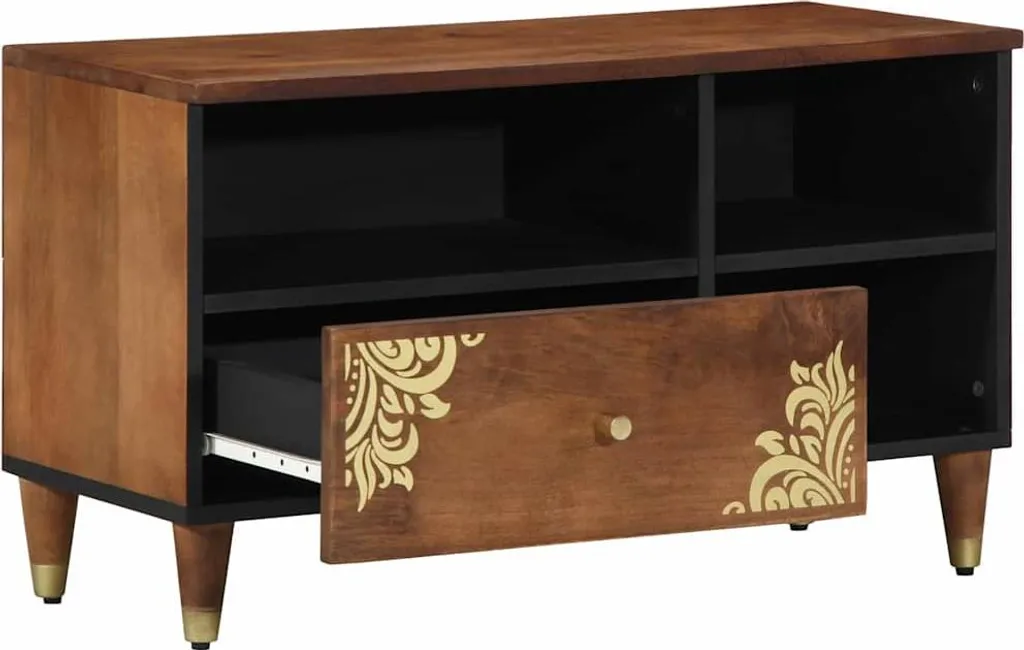 Mobile TV Basso Rustico Legno Mango Marrone 80x33x46 cm vidaXL
