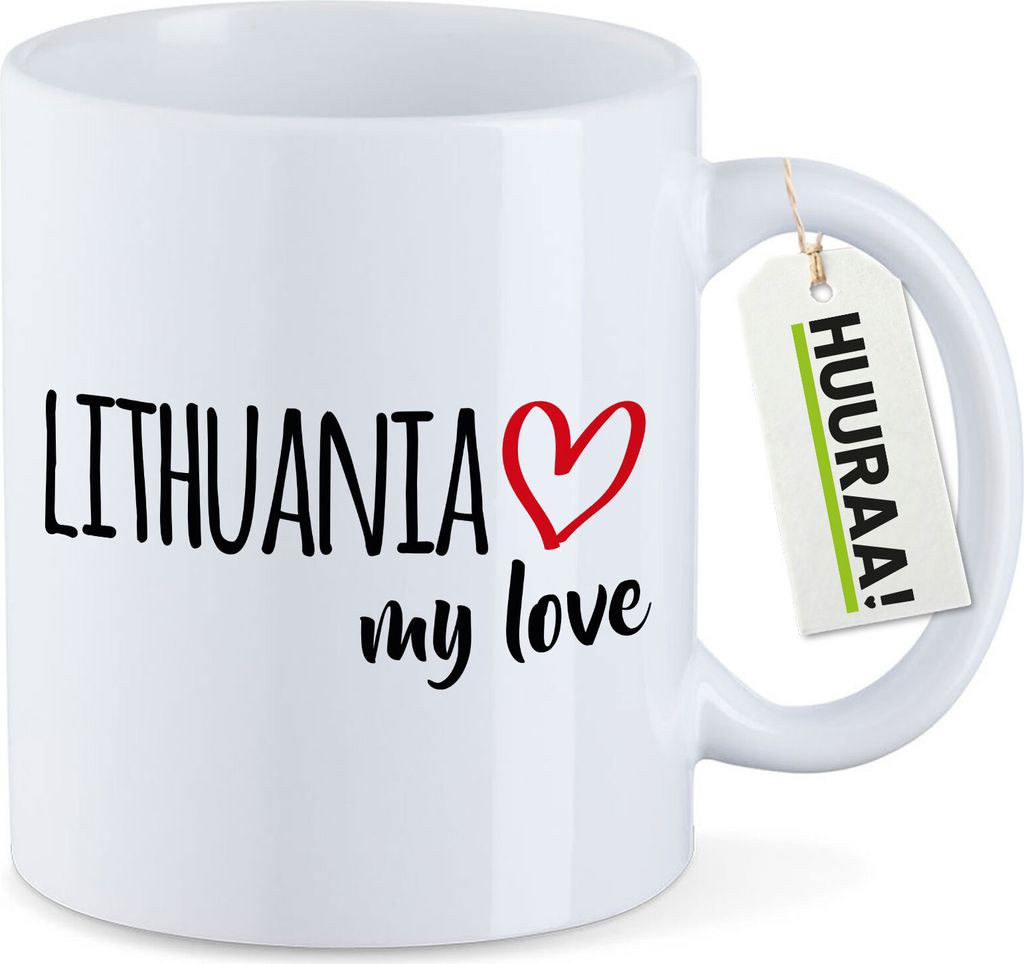 Huuraa Kaffeetasse Lithuania my love 330ml Weiß Keramik Kaffeebecher Geschenkidee