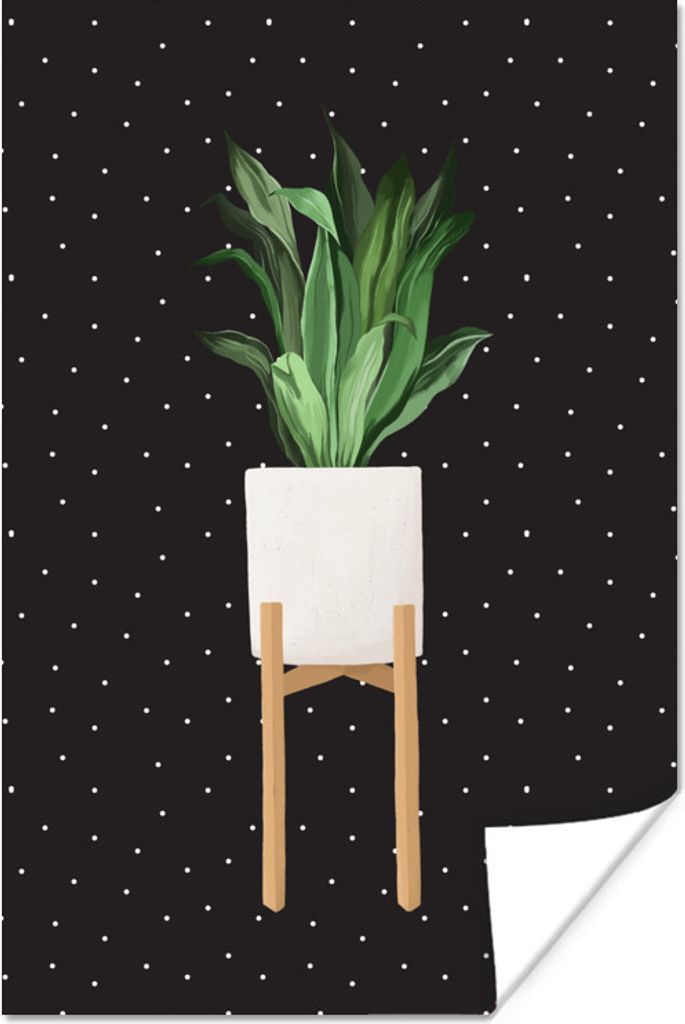 MuchoWow Poster Pflanzen - Pflanzgefäß - Weiß 20x30 cm - Papierdruck