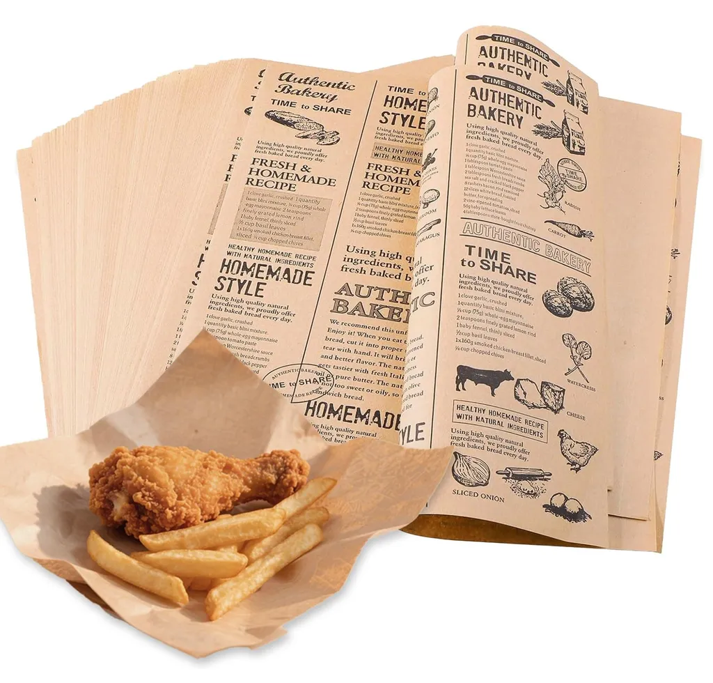Papier Sulfurisé Résistant à la Graisse 25 cm - 100 Feuilles Brunies