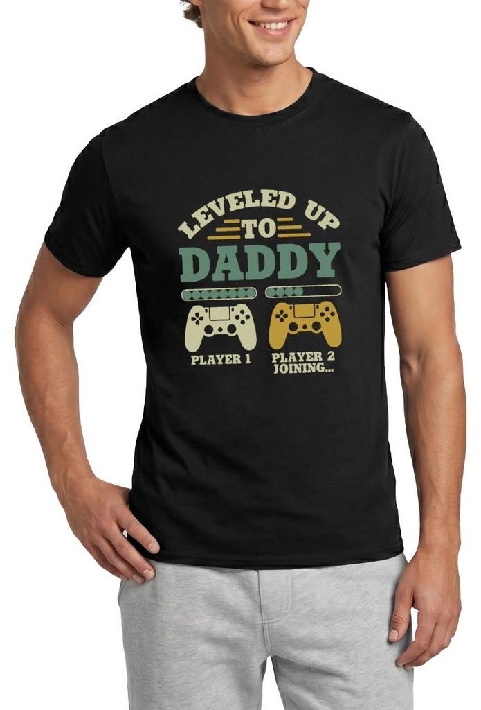 Spreadshirt Leveled Up To Daddy Gamer Player 2 Männer T-Shirt, 3XL, Schwarz