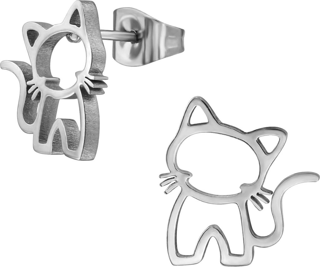 Katzen-Ohrstecker aus Edelstahl