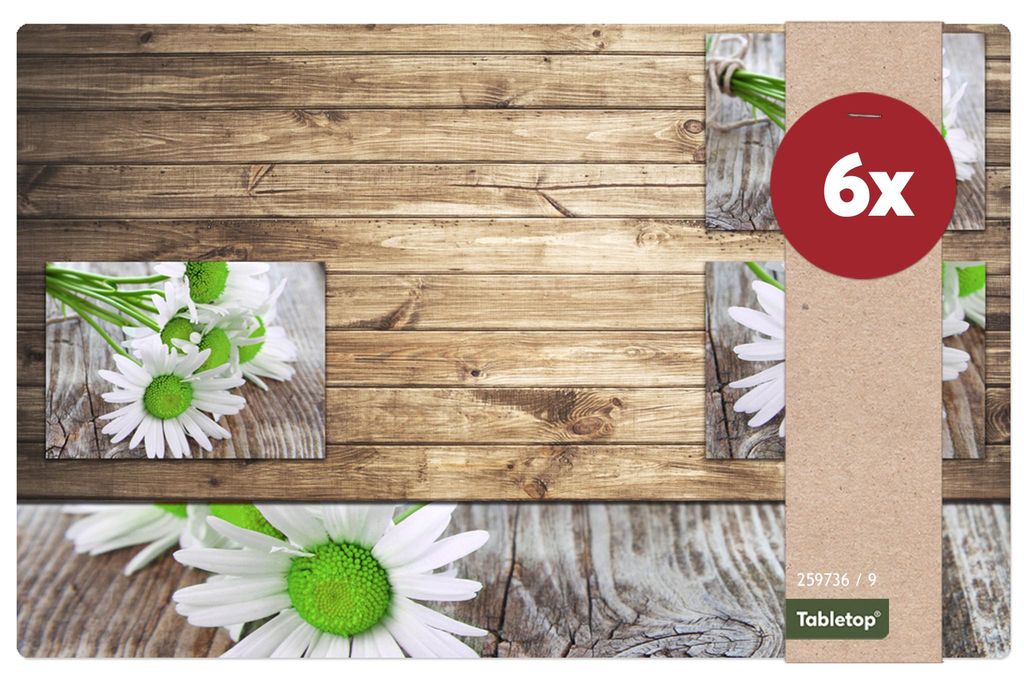 Tischset Margeriten Blumen 6er Tischunterlage Tischdeko Produktbild 