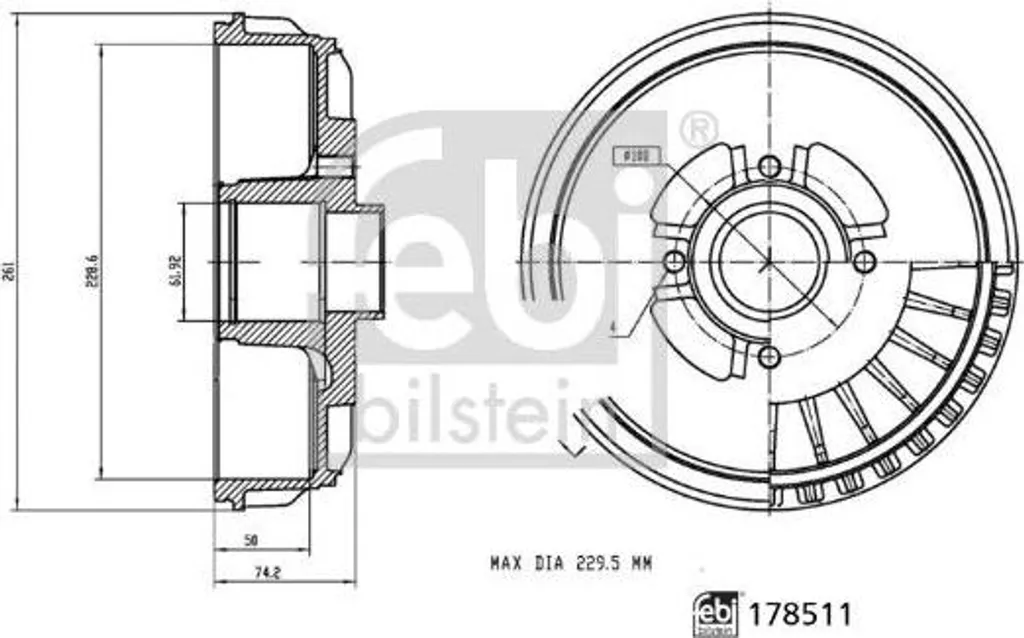 Tambour de frein 203mm FEBI 178511 haute résistance pour Renault Zoe