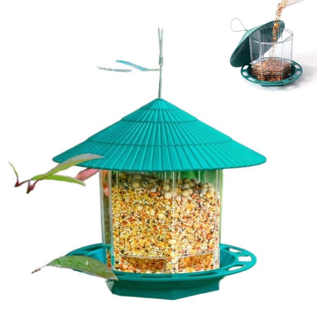 Hängender Vogelfutterspender für draußen, automatischer Futterspender für Balkon & Garten, wetterfester Futterautomat aus Kunststoff