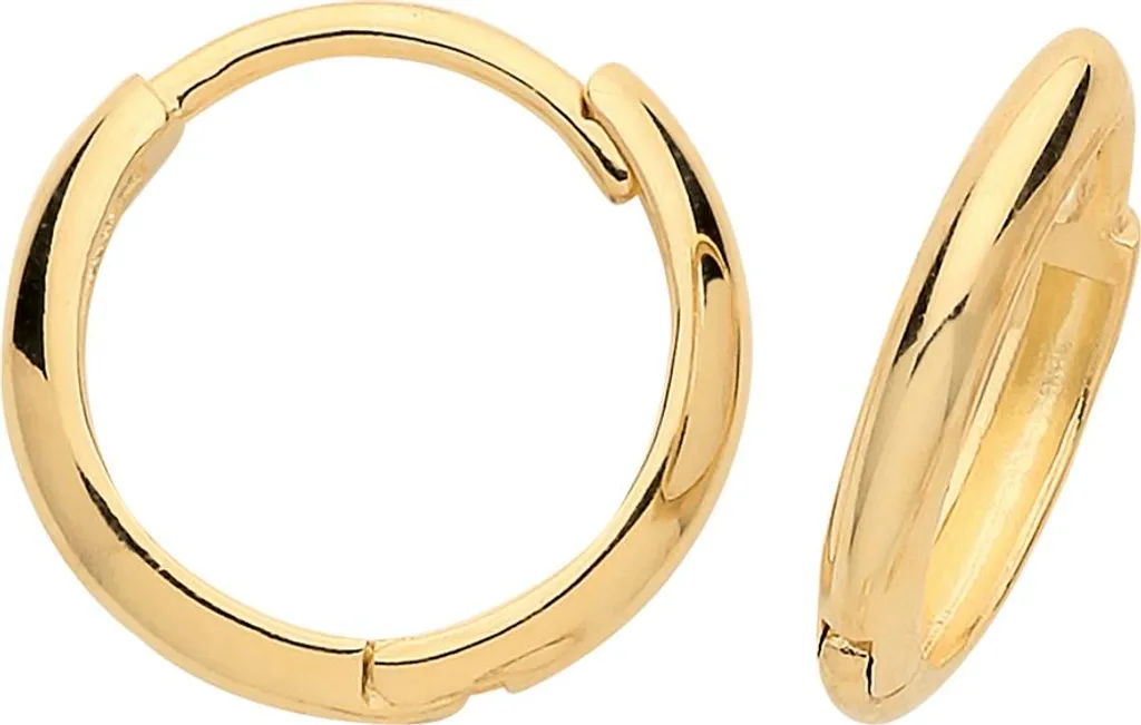 Boucles d'Oreilles Or 375/1000 13mm - Créoles Anti-Allergie Femme